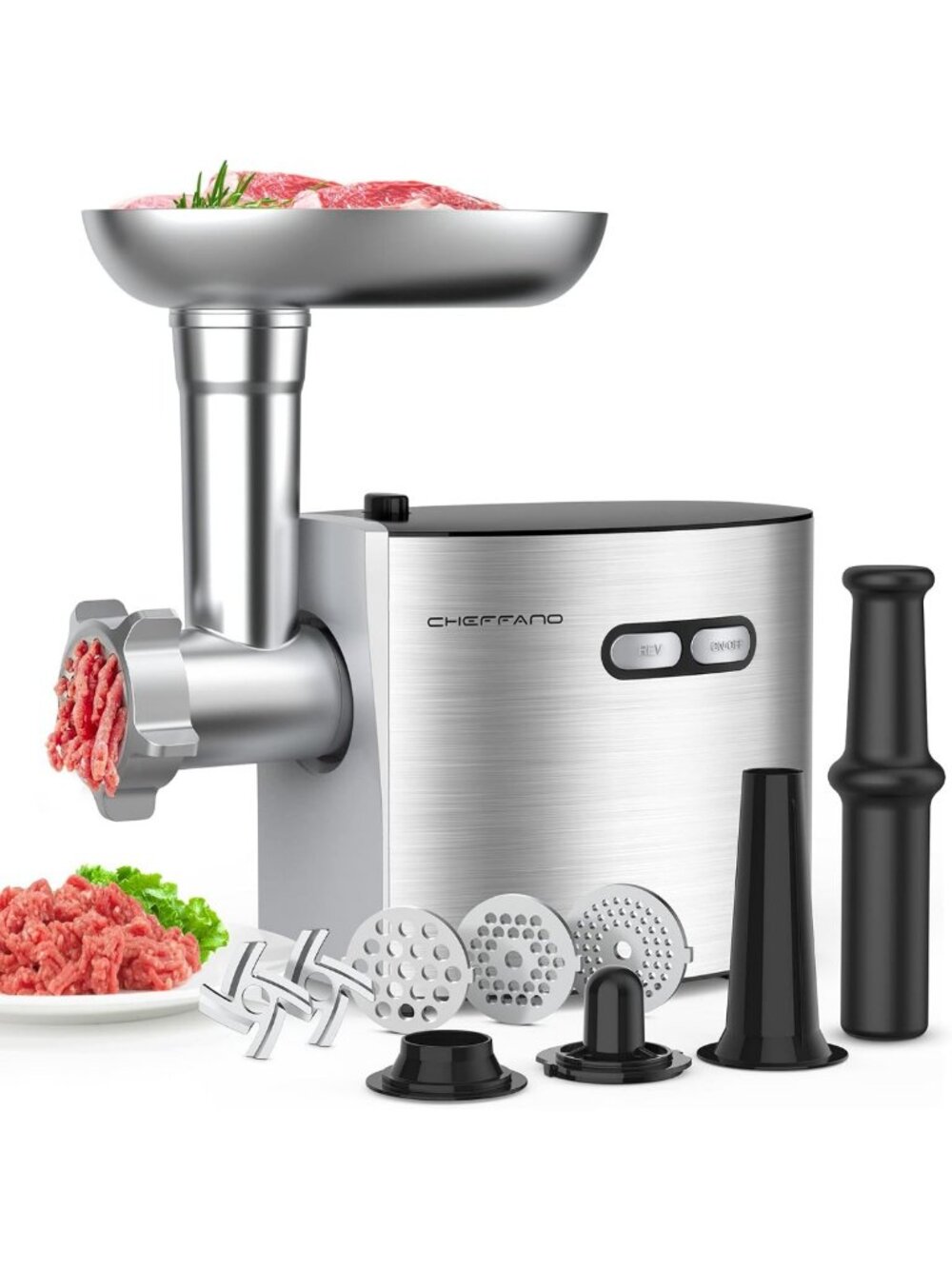 High-Power Electric Meat Grinder, 2800W Heavy Duty Mincer with Blades & Sausage